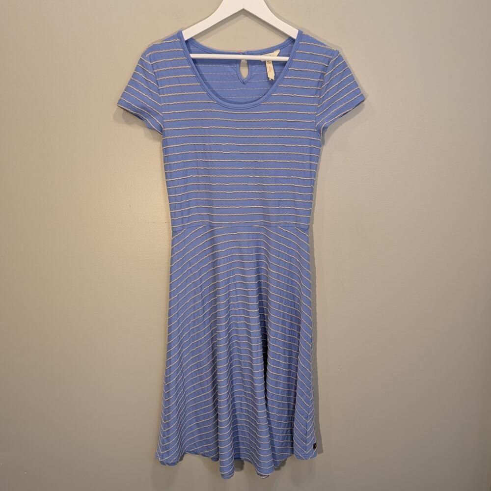 Matilda Jane Dress Exploration Knee Length Blue Stripe Coastal Chic - Size S
